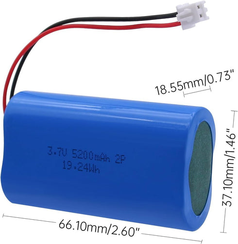 3.7V Lithium Batteries 5200mAh Rechargeable Battery Pack, Lithium Ion Batteries with XH2.54mm Connector for DIY