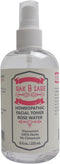 OAK & SAGE Homeopathic Facial Toner Rose Water, Unscented, 8oz, 100% Herbs, No Alcohol