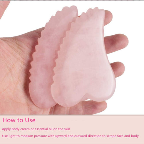 Rose Quartz Gua Sha Comb Massage Tool, Unique Comb Edge Gua Sha Board for SPA & Acupuncture Therapy, Heart Shape