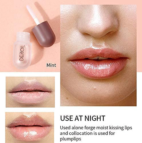 Lip Plumper Set by Green Hills, Natural Lip Care & Enhancer Set, Day & Night Serum, Lip Mask, Lip Gloss for Softer