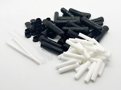 ZIOJOVK 24 inhalers+36 Wicks+2 Droppers+1 Essential Oil Aromatherapy Blank Nasal Inhaler Tubes (Includes unscented