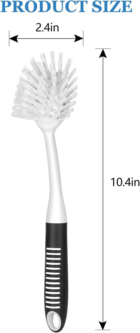 SetSail Dish Brush with Handle, 2 Pack Stiff Bristles Dish Scrubber with Built-in Scraper Dish Scrub Brushes for Cleaning Dishes, Pots and Pans, Kitchen Sink, White by SetSail