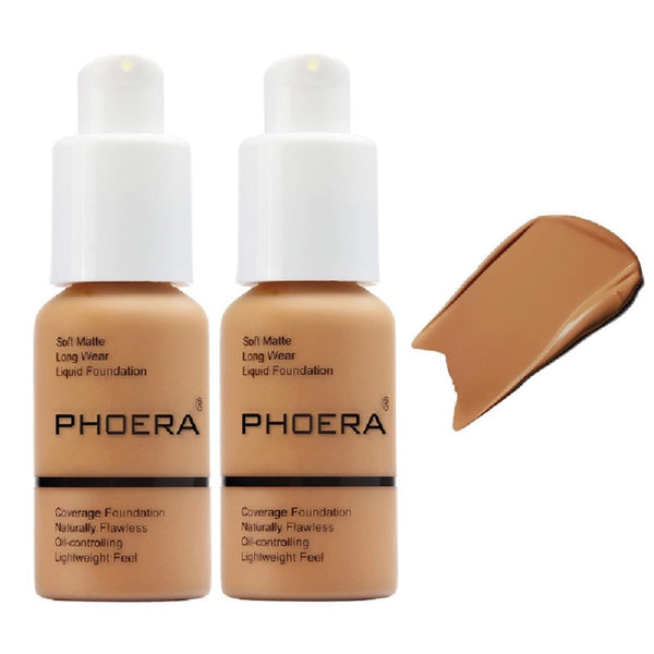PHOERA Foundation 106 Warm Sun Makeup - 2 Pack Full Coverage Foundation for Women and Girls