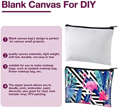 Xuniea 12 Pcs Cosmetic Bags Sublimation Blanks, DIY Heat Transfer Makeup Bags, Iron on Zipper Toiletry Pouch (White)