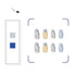 MISUD Medium Press on Nails Coffin, Cute Glossy Glue on Nails, Blue French Tip Artificial Nails, 24pcs