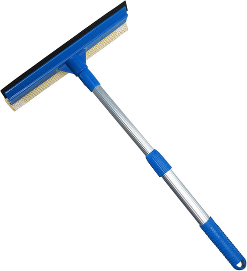Professional Window Squeegee, 2 in 1 Cleaner with Long Stainless Steel Handle for Glass, Shower, and Outdoor Cleaning