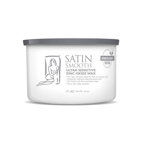 Satin Smooth Ultra Sensitive Zinc Oxide Wax, 14 oz, For Hair Removal