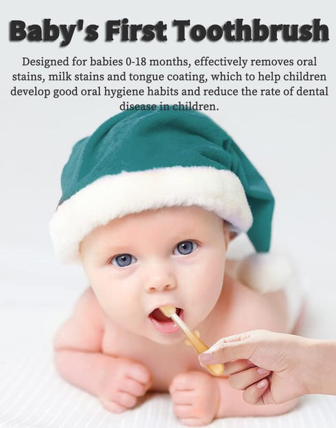 FOKiiBO Baby Silicone Toothbrush Set, Includes Toothbrush + Tongue Brush + Finger Toothbrush + Cup for Training, 0-18M