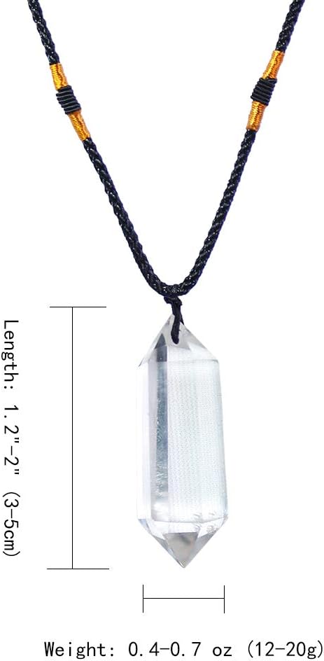 Runyangshi Clear Quartz Healing Crystal Pendants, Double Pointed Natural Crystal Quartz Necklace