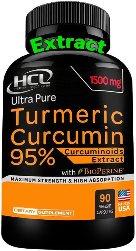 Turmeric Curcumin Supplement 19X Stronger, 1500 mg of 95% Curcuminoids Extract Capsules