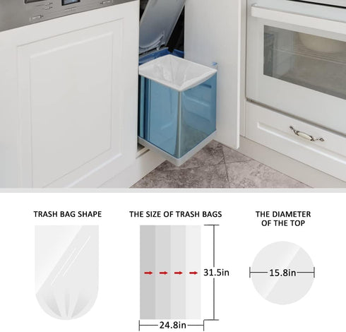 Teivio 13 Gallon Strong Tall Kitchen Trash Bags, 60 Counts, Plastic Bin Liners for Home Office Kitchen, Clear