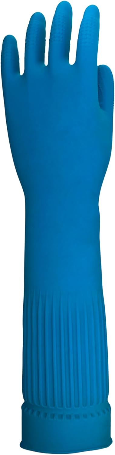 ETERNA Extra Long Gloves for Laundry, Kitchen, Household Cleaning, Size M, Brush Effect on Fingers, 3.63 Oz