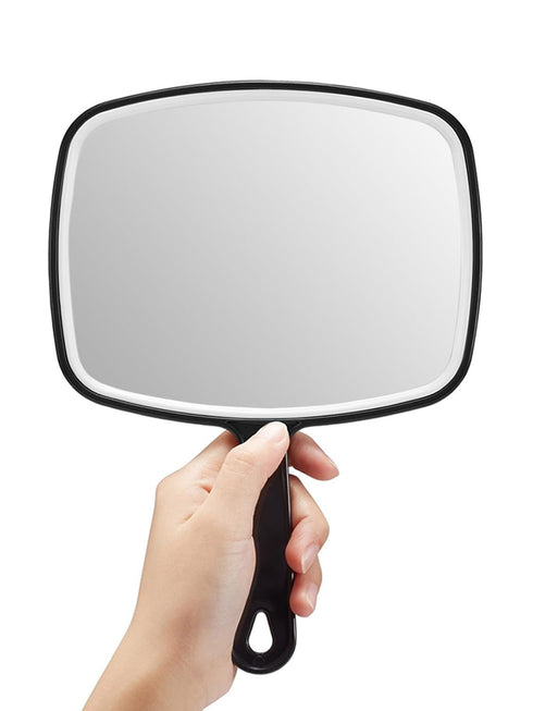 OMIRO Hand Mirror - Large Black Handheld Mirror with Handle, 7.4" W x 10.3" L