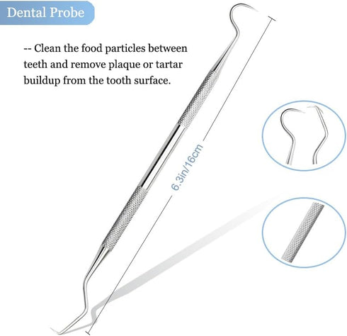 3Pcs Dental Tools Teeth Care Kit - Calculus and Plaque Remover Set Tooth Pick with Mouth Mirror Teeth Cleaning Set with