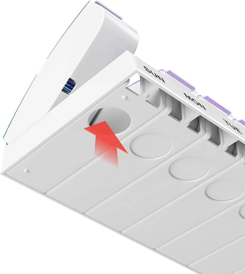 Ezy Dose Weekly AM/PM Pill Organizer, 7-Day Vitamin Box, Small Pop-out Compartments, Blue and Purple Lids