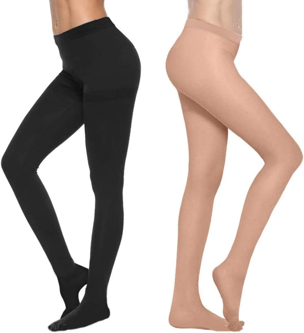 TP TOP BEAUTY 2 Pairs Compression Pantyhose 20-30 mmHg Closed Toe Opaque Graduated Support Hose
