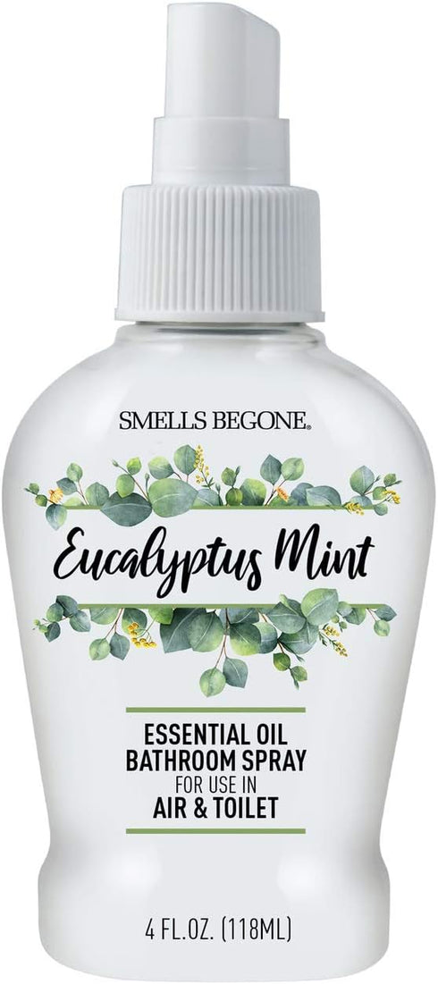 SMELLS BEGONE 4 oz Essential Oil Air Freshener Bathroom Spray, Eliminates Bathroom & Toilet Odors, Eucalyptus Mint