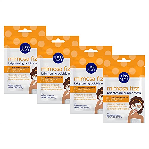 MISS SPA Brightening Bubbling Mask, Vitamin C Anti-Aging Hydrating Facial Sheet Mask, 4 Pack