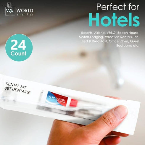 World Amenities - Bulk Disposable Dental Kit Bundle with Toothbrush and Toothpaste