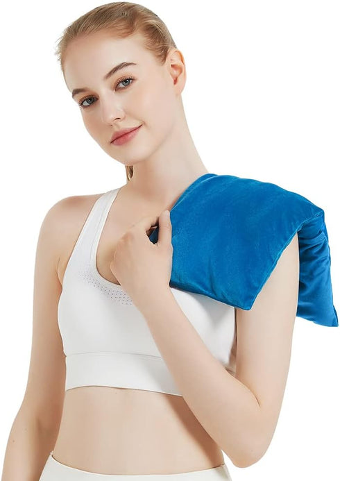 Microwavable Heating Pad with Washable Cover, 8 x 18 for Neck and Shoulders, Moist Heat Compress for Joints (Light Blue)
