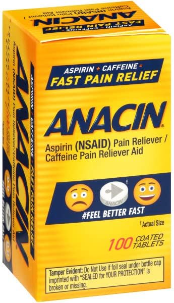 Anacin Fast Pain Relief Aspirin Tablets, 300 Tablets (Pack of 3)