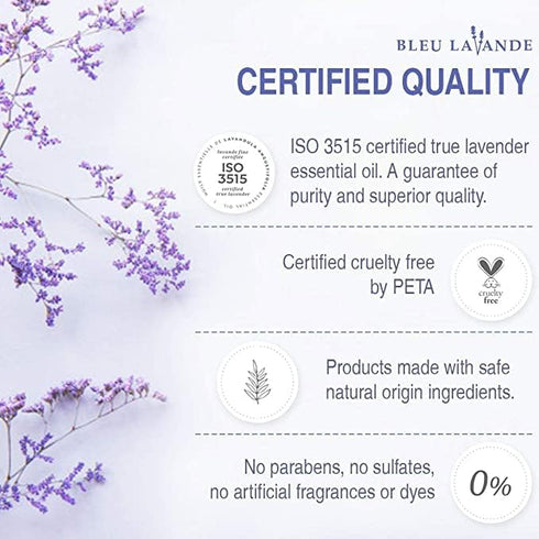 Bleu Lavande Premium True Lavender Essential Oil, 100% Pure & Natural, Therapeutic Grade, Vegan & Cruelty Free - 0.5 fl