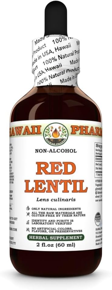 Hawaii Pharm Red Lentil (Lens Culinaris) Dry Seed Glycerite, All Natural, Vegan, Lab Tested
