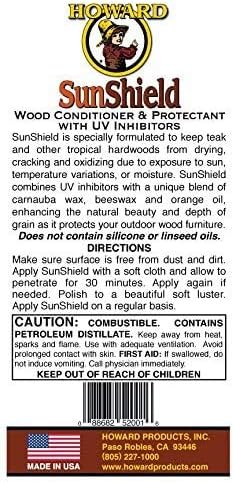 Howard SWAX16 SunShield Outdoor Furniture Wax with UV Protection, 16-Ounce, Yellow, 2 Pack