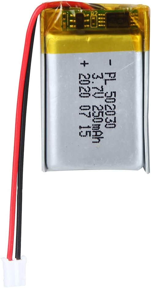 3.7V 250mAh 502030 Lipo Battery, Rechargeable Lithium Polymer Ion Battery with PH2.0mm JST Connector