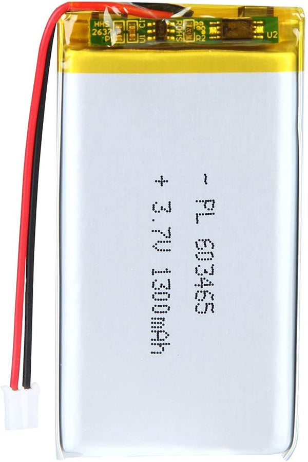 3.7V 1300mAh 603465 Lithium Polymer Ion Rechargeable Battery with 2P PH 2.0mm Pitch Connector