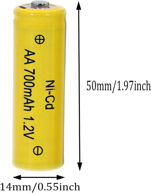 12 Packs AA Garden Ni-cd Batteries 1.2V AA 700mAh Ni-Cd Rechargable Battery for Solar Lights,lawn Landscape lighting(AA Size)