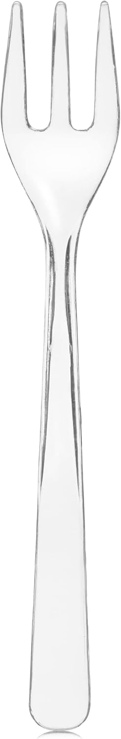 LORESO Clear Mini Plastic Forks - Tasting Mini Forks 100CT, 3.8 Inches, BPA Free, Reusable for Fruit and Dessert