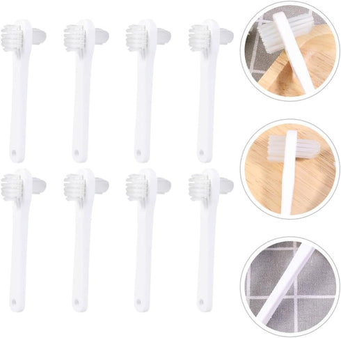 Healvian 8pcs Denture Cleaning Brush Set - T-Shaped Denture Special Toothbrush Tool Bagged with Hard Heads for Denture