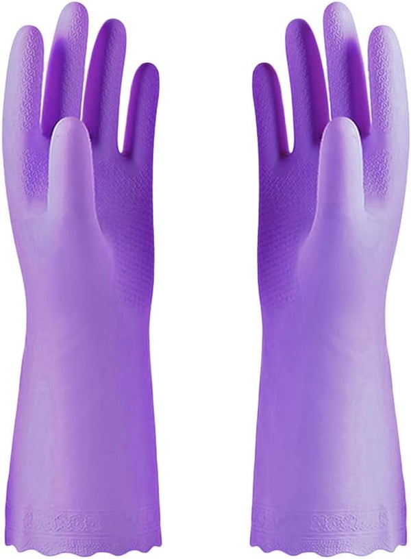 Alimat PluS 1 Pack Reusable Cleaning Gloves - Latex Free Dishwashing Gloves with Cotton Flock Liner, Waterproof
