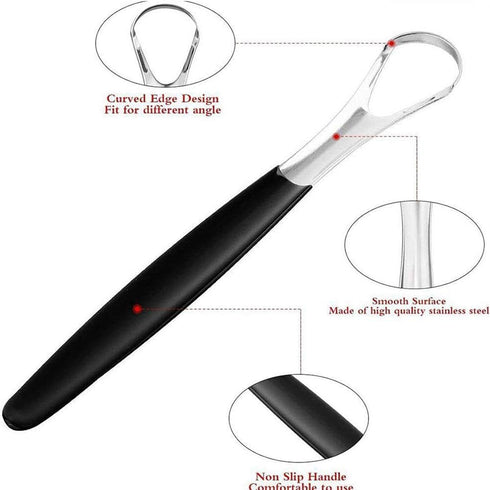 1Pc Silver Tongue Scraper, Metal Cleaner for Bad Breath, Stainless Steel Professional Tongue Cleaner for Oral Care