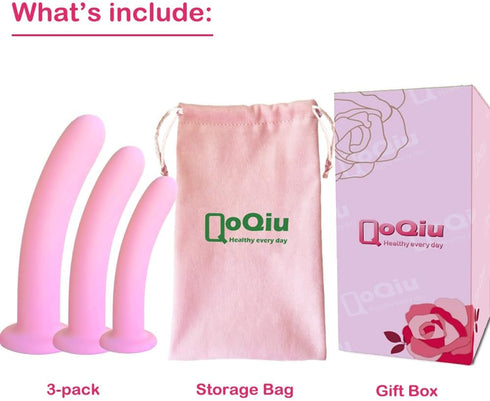 QoQiu 3-Pack Set, Silicone Pelvic Floor Muscle Dilator Trainer Pelvic Wand Massager for Women, Pelvic Floor Muscle