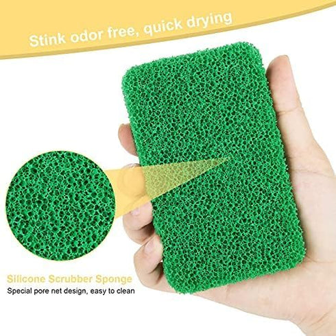 10 Pcs Silicone Sponge Scrubber, No Odor Reusable Kitchen Sponge for Dishes, Cookware, Sink, Bathroom, Non-Scratch