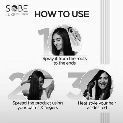 SOBE LUXE Heat Protectant Spray for Hair, 8 Oz - Blow Dry, Thermal Styling Spray for All Hair Types, Frizz-Free