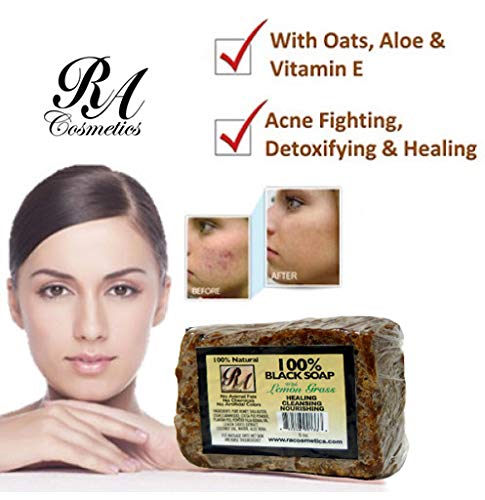 RA Cosmetics 100% Black Soap, Lemon Grass, 5 oz