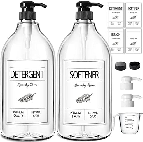 GMISUN Laundry Detergent Dispenser, 2 Pack Liquid Soap Dispenser, 67oz Storage Container