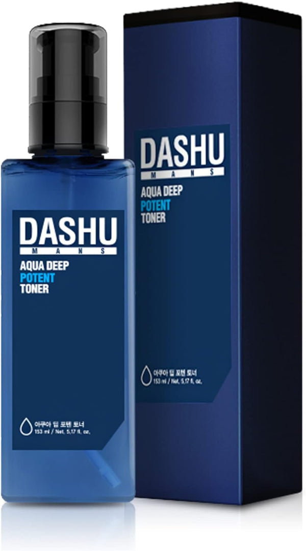 DASHU Mens Aqua Deep Potent Toner 5.17fl oz Facial Toner, Tightens pores, All Skin Types, Recondition and purify Skin, Anti-Aging, Dead Skin Care, Moisturizing