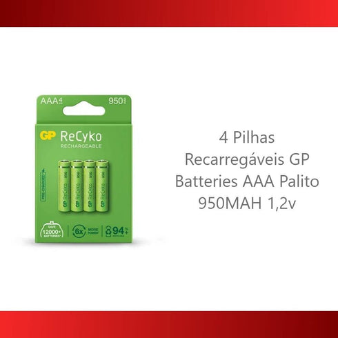 GP NiMH Battery AAA/LR03 1.2V 1000mAh, Pack of 4