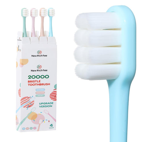 Upgrade Version 4 Pack Micro Nano Extra Soft Toothbrush for Adults, 20000 Soft Bristles for Sensitive Teeth