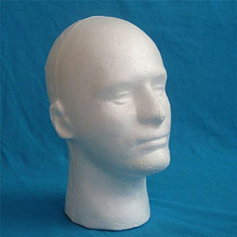 Male Wig Display Mannequin Head Stand, Styrofoam Foam, White
