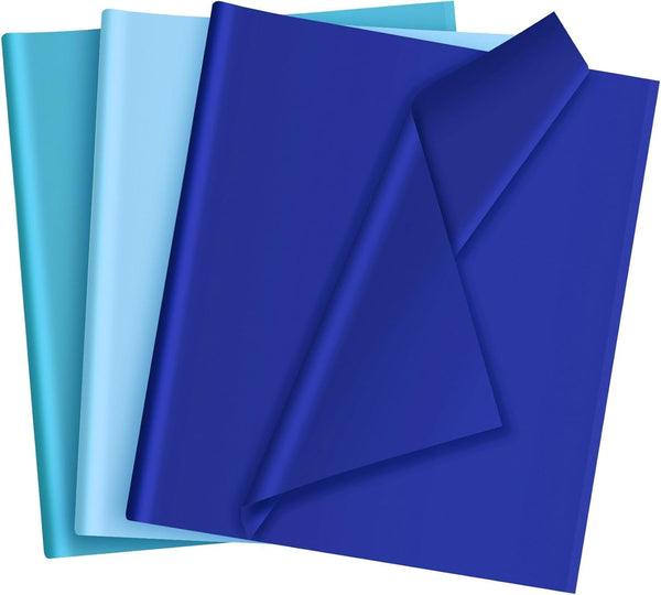 30 Sheets Blue Tissue Paper for Gift Bags Decoration, 14 x 20 Inch Bulk for Weddings Birthday DIY Crafts