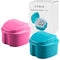 Denture Bath Box Cup for Complete Clean Care of Dentures, Clear Braces, Mouth Guard, Night Guard & Retainers (Blue &