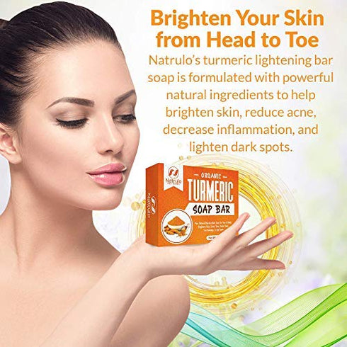 Organic Turmeric Soap Bar, Pure Natural Handcrafted Skincare, Face & Body Cleanser with Calendula & Aloe Vera