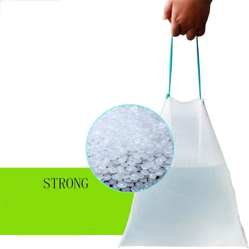 WANJIAXINHUI 8 Unscented,White,60 Count (8 Gallon Medium Drawstring Trash Bags,Strong Garbage Bags for Kitchen Bath