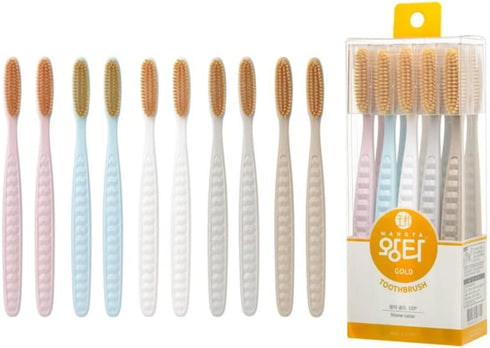 Wangta Soft Toothbrush, 10 Pack Gold, Best Manual Toothbrush for Sensitive Gums and Teeth