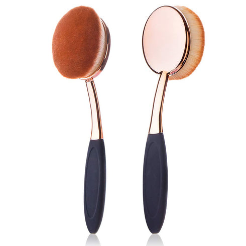 Yoseng Foundation Brush for Liquid Makeup, Rose Gold Oval Face Brush with Cover and Egg Cleaner for Flawless Application